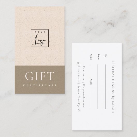 Gespikkeld cadeaubon voor Logo met zwarte keramiek Visitekaartje (Voorkant / Achterkant)