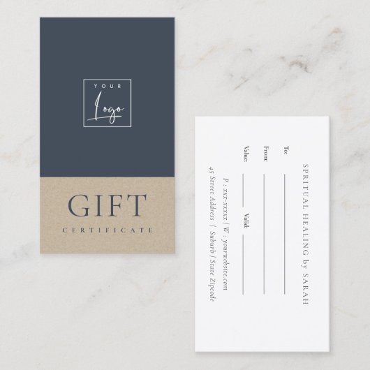 Gespikkeld cadeaucertificaat voor Logo van keramis Visitekaartje (Voorkant / Achterkant)