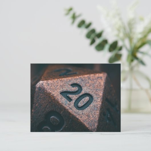 Gespikkeld koper D20 polyhedral Briefkaart (Staand voorkant)