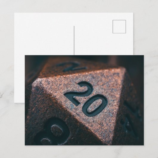 Gespikkeld koper D20 polyhedral Briefkaart (Voorkant / Achterkant)