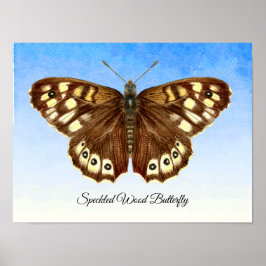 Gespikkeld Waterverf van houten vlinder Poster voo