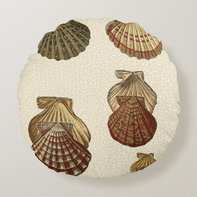Gespikkelde Antiek schalen Rond Kussen (Voorkant)