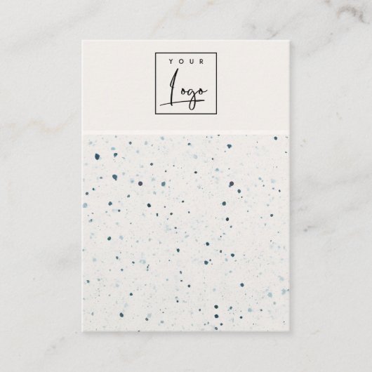 Gespikkelde Blauw Wit Textuur Logo Oorbel Houder Visitekaartje (Voorkant)