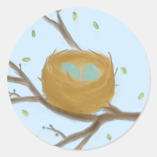 Gespikkelde Blauwe Eitjes in een Nest Stickers