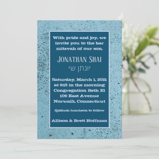 Gespikkelde blauwe uitnodiging (Staand voorkant)