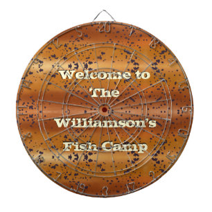 Gespikkelde bruine forel patroonfamilie viskamp dartbord