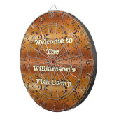 Gespikkelde bruine forel patroonfamilie viskamp dartbord (Voorkant Rechts)