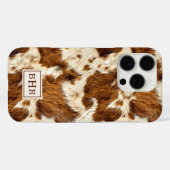 Gespikkelde bruine koeienhuid met monogram Case-Mate iPhone case (Achterkant (horizontaal))