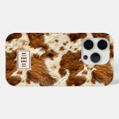 Gespikkelde bruine koeienhuid met monogram Case-Mate iPhone case (Achterkant (horizontaal))