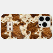 Gespikkelde bruine koeienhuid met monogram Case-Mate iPhone case (Achterkant (horizontaal))