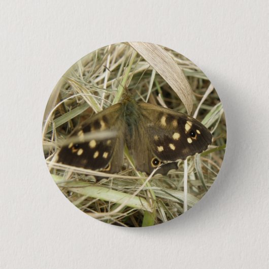 Gespikkelde Button met houten vlinder (Voorkant)