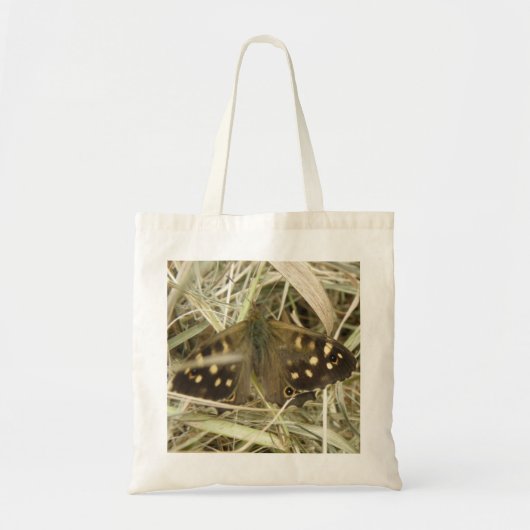 Gespikkelde Canvas tas met houten vlinder (Voorkant)