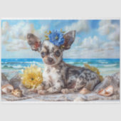 Gespikkelde Chihuahua Strand Bliss Decoupage Tissuepapier (Voorkant)