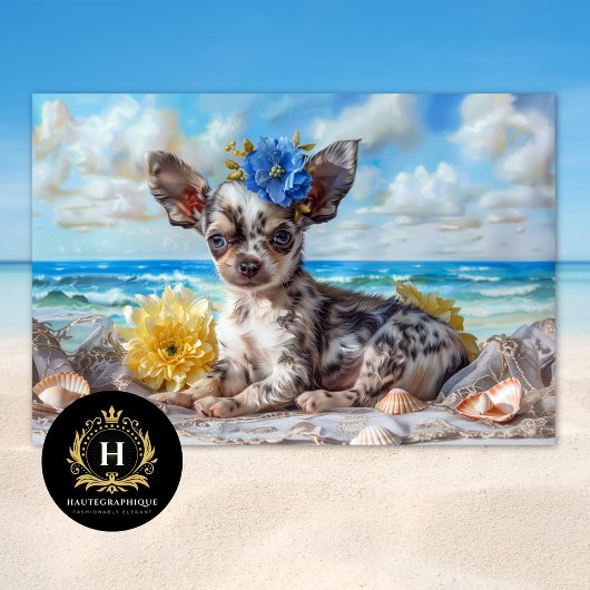 Gespikkelde Chihuahua Strand Bliss Decoupage Tissuepapier