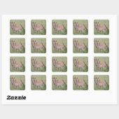 Gespikkelde Deer met Fawn Vierkante Sticker (Vel)