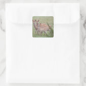 Gespikkelde Deer met Fawn Vierkante Sticker (Tas)