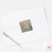 Gespikkelde Deer met Fawn Vierkante Sticker (Envelop)