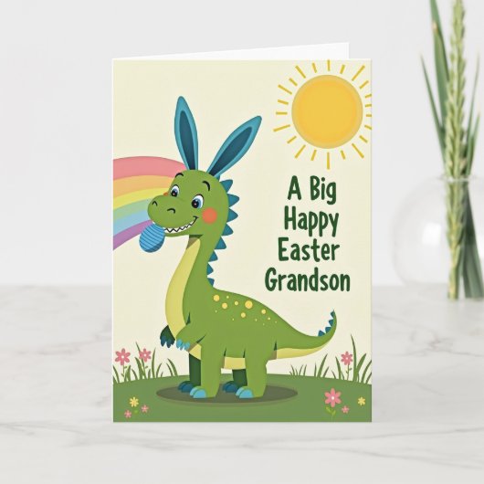 Gespikkelde Dino Pasen Kaart (Voorkant)