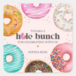 Gespikkelde Donut Verjaardagsfeestje Baby Shower Vierkante Sticker