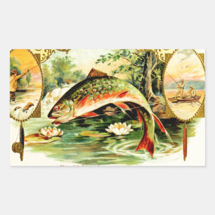Gespikkelde forel kunst rechthoekige sticker