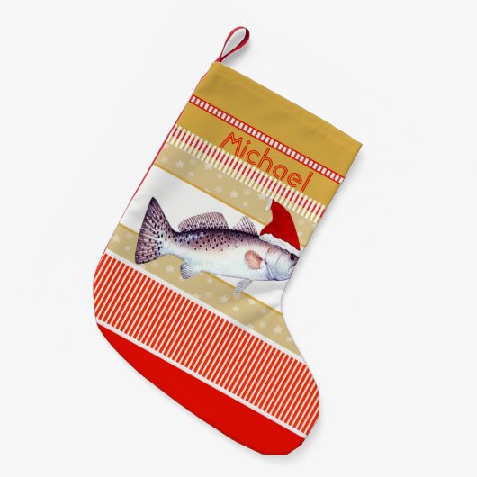 Gespikkelde forel Santa Kleine Kerstsok (Voorkant (Hangend))