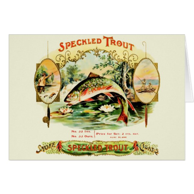 Gespikkelde forel  Sigar Box Label Greeting (Voorkant Horizontaal)