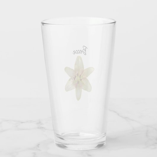 Gespikkelde gele lelie bloem gepersonaliseerd glas (Achterkant)