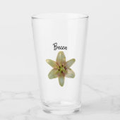 Gespikkelde gele lelie bloem gepersonaliseerd glas (Voorkant)