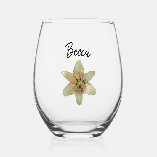 Gespikkelde Gele Lelie Bloem Gepersonaliseerd Glas (Voorkant)