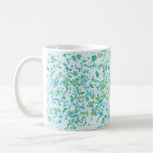 Gespikkelde gesplatterde verf blauw en groen koffiemok (Links)