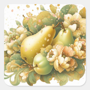 Gespikkelde Gouden Peren Nieuw adres Vierkante Sticker