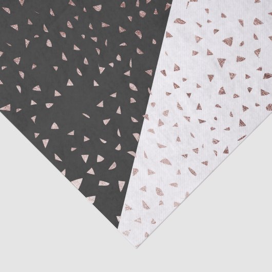 Gespikkelde goudvlokken op zwart-wit tissuepapier (Detail)