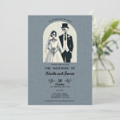Gespikkelde Grijs Skelet Halloween Gothic Wedding Kaart (Staand voorkant)