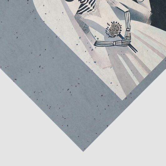 Gespikkelde Grijs Skelet Halloween Gothic Wedding Tissuepapier (Detail)