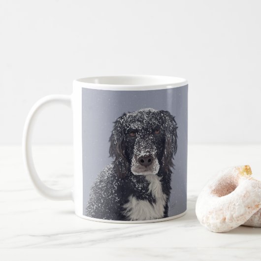 Gespikkelde hond mengsel huisdier portret koffiemok (Met donut)