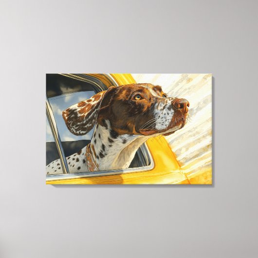 Gespikkelde Hond op Autorit Kunstprint Canvas Afdruk (Voorkant)