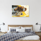 Gespikkelde Hond op Autorit Kunstprint Canvas Afdruk (Insitu (Slaapkamer))