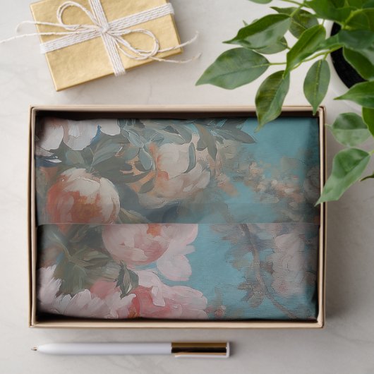 Gespikkelde kip roze pioenrozen Decoupage Tissuepapier (Geschenk)