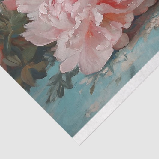 Gespikkelde kip roze pioenrozen Decoupage Tissuepapier (Detail)