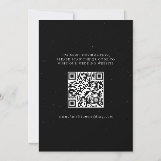 Gespikkelde Moderne Zwart-witte QR-code Save The Date (Achterkant)