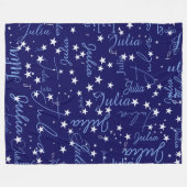 Gespikkelde sterren op donkerblauwe hemel met naam fleece deken (Voorkant (Horizontaal))