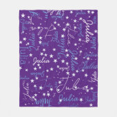 Gespikkelde sterren op Paarse hemel Naam Sterren A Fleece Deken (Voorkant)