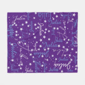 Gespikkelde sterren op Paarse hemel Naam Sterren A Fleece Deken (Voorkant (Horizontaal))