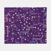 Gespikkelde Sterren Paarse Hemel Met Haar Naam Fleece Deken (Voorkant (Horizontaal))