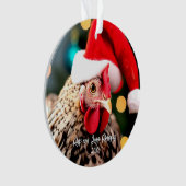 Gespikkelde Sussex Kip in Santa Hat Kerstmis Ornament (voorkant)