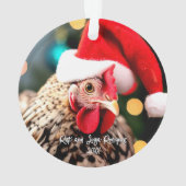 Gespikkelde Sussex Kip in Santa Hat Kerstmis Ornament (achterkant)