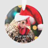 Gespikkelde Sussex Kip in Santa Hat Kerstmis Ornament (voorkant)