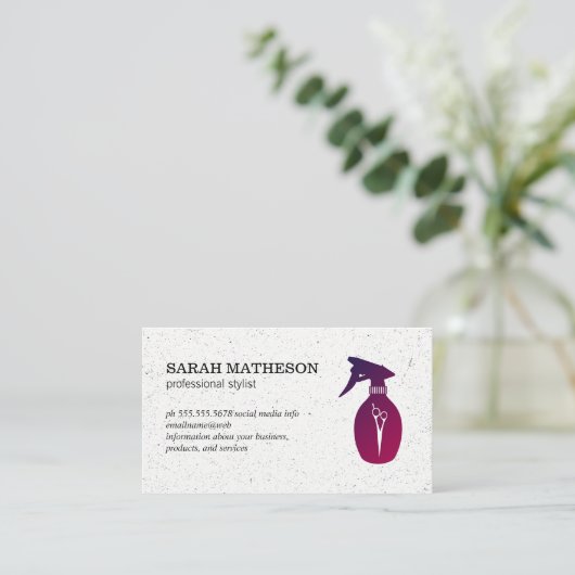 Gespikkelde Textuur Moderne Salon Stylist Hair Spr Visitekaartje (Staand voorkant)