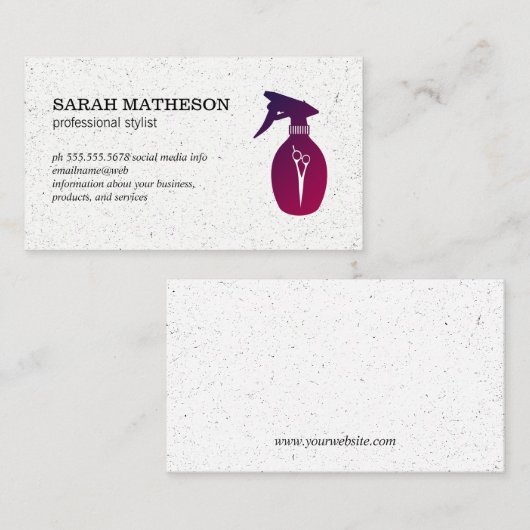 Gespikkelde Textuur Moderne Salon Stylist Hair Spr Visitekaartje (Voorkant / Achterkant)