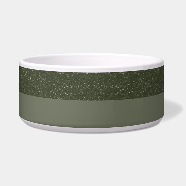 Gespikkelde Top Moss Groene Keramische Pet Bowl -  Voerbakje (Voorkant)
